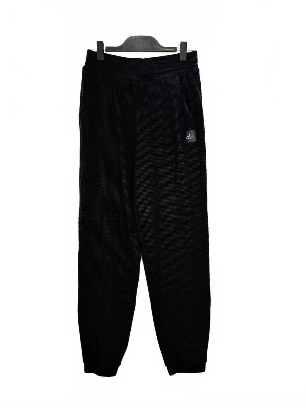 Alo Yoga Waffle Weekend Escape Jogger Pants Black Women's Size Small S